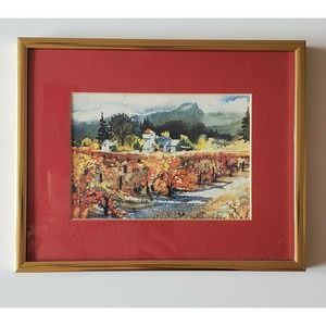 Original Signed Watercolor Landscape Painting Impressionism